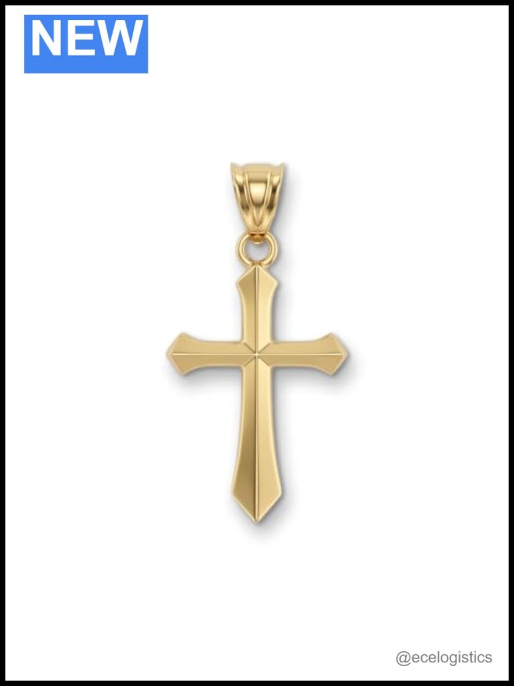 14K Gold Angled Cross Pendant Double-Bonded Made in USA Small Religious